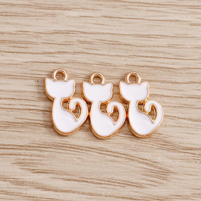 10 τμχ/παρτίδα Γούρια με σμάλτο με ζωάκια για γάτες για κοσμήματα που φτιάχνουν χαριτωμένα σκουλαρίκια κρεμαστά κολιέ Κρεμαστά κολιέ DIY Μπρελόκ Προμήθειες χειροτεχνίας