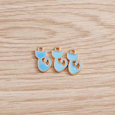 10 τμχ/παρτίδα Γούρια με σμάλτο με ζωάκια για γάτες για κοσμήματα που φτιάχνουν χαριτωμένα σκουλαρίκια κρεμαστά κολιέ Κρεμαστά κολιέ DIY Μπρελόκ Προμήθειες χειροτεχνίας