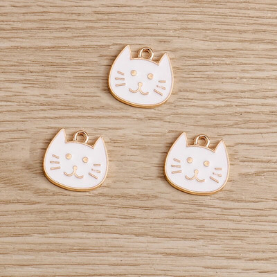 10 τμχ/παρτίδα Γούρια με σμάλτο με ζωάκια για γάτες για κοσμήματα που φτιάχνουν χαριτωμένα σκουλαρίκια κρεμαστά κολιέ Κρεμαστά κολιέ DIY Μπρελόκ Προμήθειες χειροτεχνίας
