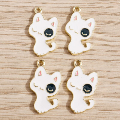 10 τμχ/παρτίδα Γούρια με σμάλτο με ζωάκια για γάτες για κοσμήματα που φτιάχνουν χαριτωμένα σκουλαρίκια κρεμαστά κολιέ Κρεμαστά κολιέ DIY Μπρελόκ Προμήθειες χειροτεχνίας