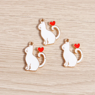 10 τμχ/παρτίδα Γούρια με σμάλτο με ζωάκια για γάτες για κοσμήματα που φτιάχνουν χαριτωμένα σκουλαρίκια κρεμαστά κολιέ Κρεμαστά κολιέ DIY Μπρελόκ Προμήθειες χειροτεχνίας