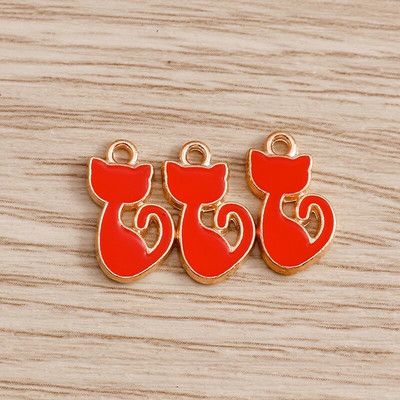 10 τμχ/παρτίδα Γούρια με σμάλτο με ζωάκια για γάτες για κοσμήματα που φτιάχνουν χαριτωμένα σκουλαρίκια κρεμαστά κολιέ Κρεμαστά κολιέ DIY Μπρελόκ Προμήθειες χειροτεχνίας