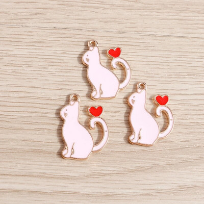 10 τμχ/παρτίδα Γούρια με σμάλτο με ζωάκια για γάτες για κοσμήματα που φτιάχνουν χαριτωμένα σκουλαρίκια κρεμαστά κολιέ Κρεμαστά κολιέ DIY Μπρελόκ Προμήθειες χειροτεχνίας