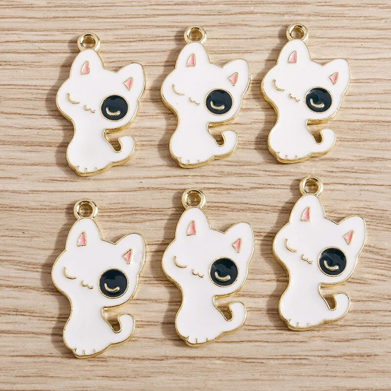 10 τμχ/παρτίδα Γούρια με σμάλτο με ζωάκια για γάτες για κοσμήματα που φτιάχνουν χαριτωμένα σκουλαρίκια κρεμαστά κολιέ Κρεμαστά κολιέ DIY Μπρελόκ Προμήθειες χειροτεχνίας