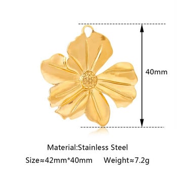 3 бр. Триизмерни талисмани от неръждаема стомана Маргаритки Висулка с растения за изработка на бижута Златен цвят Направи си обеци Колие