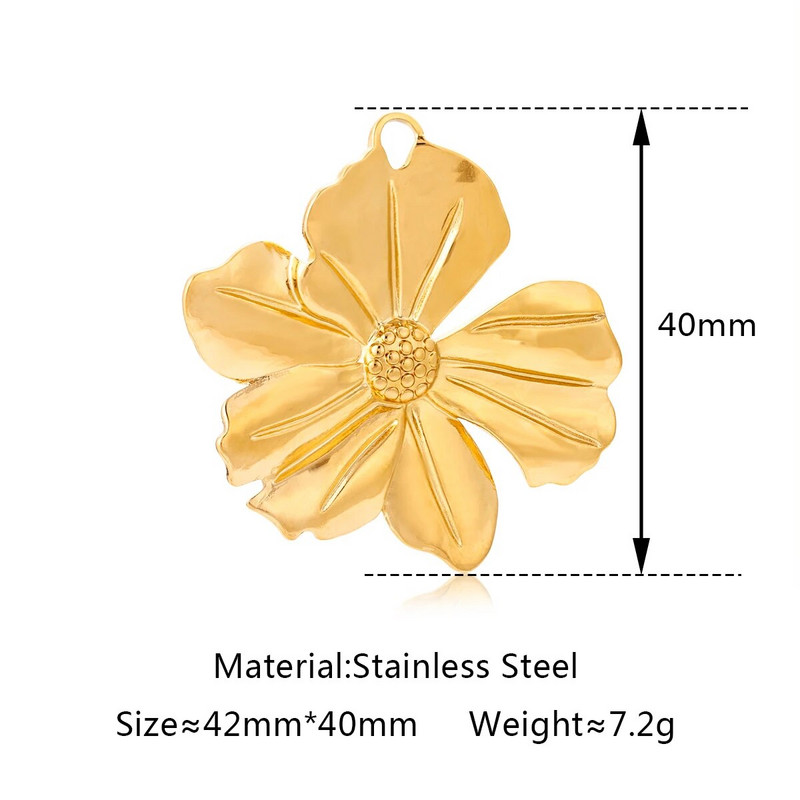 3vnt nerūdijančio plieno trijų dimensijų gėlių pakabukai margumynai augalinis pakabukas papuošalams, aukso spalvos pasidaryk pats auskarai, karoliai