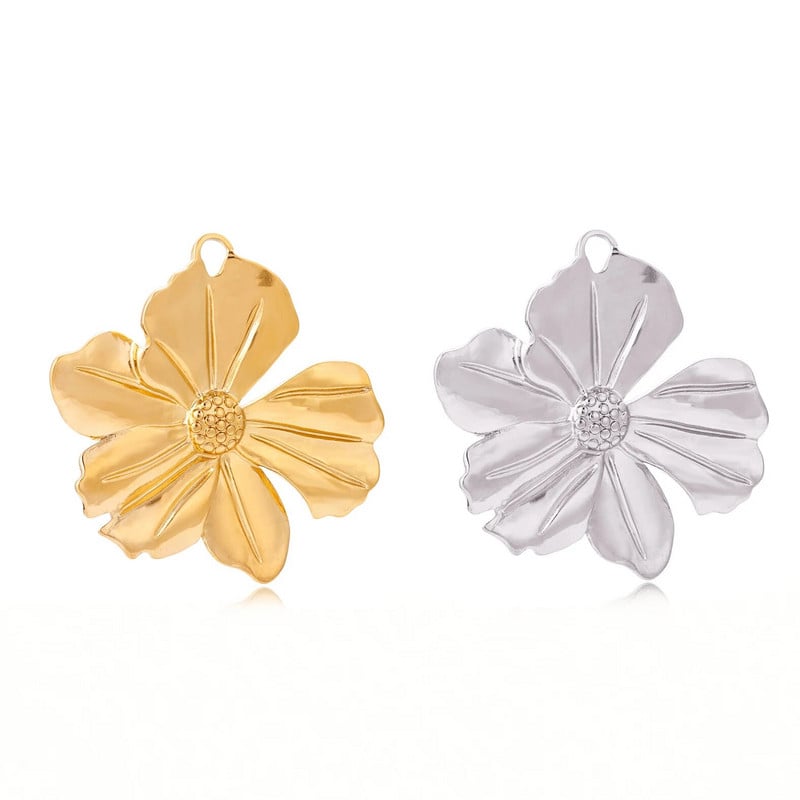 3vnt nerūdijančio plieno trijų dimensijų gėlių pakabukai margumynai augalinis pakabukas papuošalams, aukso spalvos pasidaryk pats auskarai, karoliai