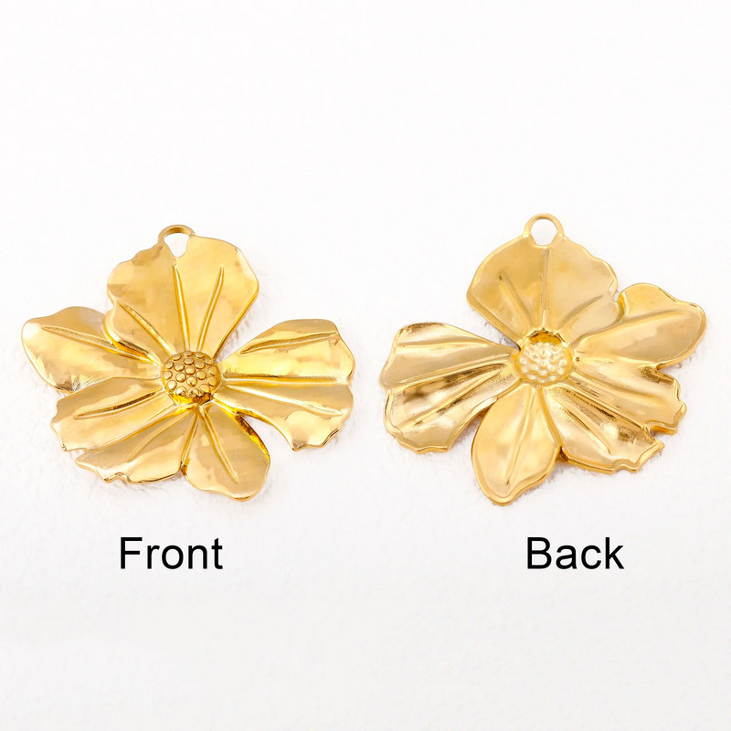 3vnt nerūdijančio plieno trijų dimensijų gėlių pakabukai margumynai augalinis pakabukas papuošalams, aukso spalvos pasidaryk pats auskarai, karoliai