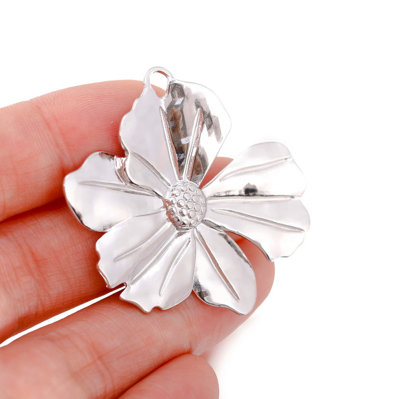 3vnt nerūdijančio plieno trijų dimensijų gėlių pakabukai margumynai augalinis pakabukas papuošalams, aukso spalvos pasidaryk pats auskarai, karoliai