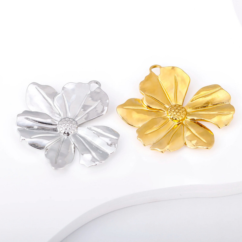 3vnt nerūdijančio plieno trijų dimensijų gėlių pakabukai margumynai augalinis pakabukas papuošalams, aukso spalvos pasidaryk pats auskarai, karoliai