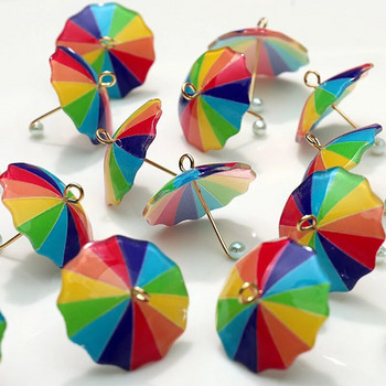 10 τμχ 22x22mm Mix Color Rainbow Pearls Umbrella Charms Κρεμαστό για DIY Jewelry Making Ακρυλικό Σκουλαρίκι Κολιέ Μπρελόκ Findings