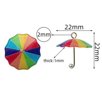 10 τμχ 22x22mm Mix Color Rainbow Pearls Umbrella Charms Κρεμαστό για DIY Jewelry Making Ακρυλικό Σκουλαρίκι Κολιέ Μπρελόκ Findings