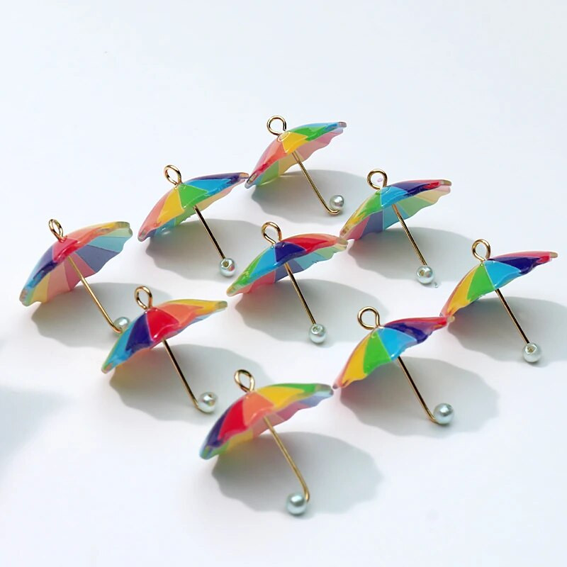 10 vnt 22x22 mm mišrios spalvos vaivorykštės perlų skėčių pakabukas, skirtas pasidaryk pats papuošalams gaminti akrilo auskarai karoliai, raktų pakabukas