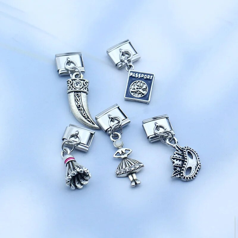 Hapiship New Original Daisy Fashion Girl Mask Ochi Pașaport Charm Link-uri Fit 9mm Brățară Din oțel inoxidabil Fabricarea de bijuterii DJTop80