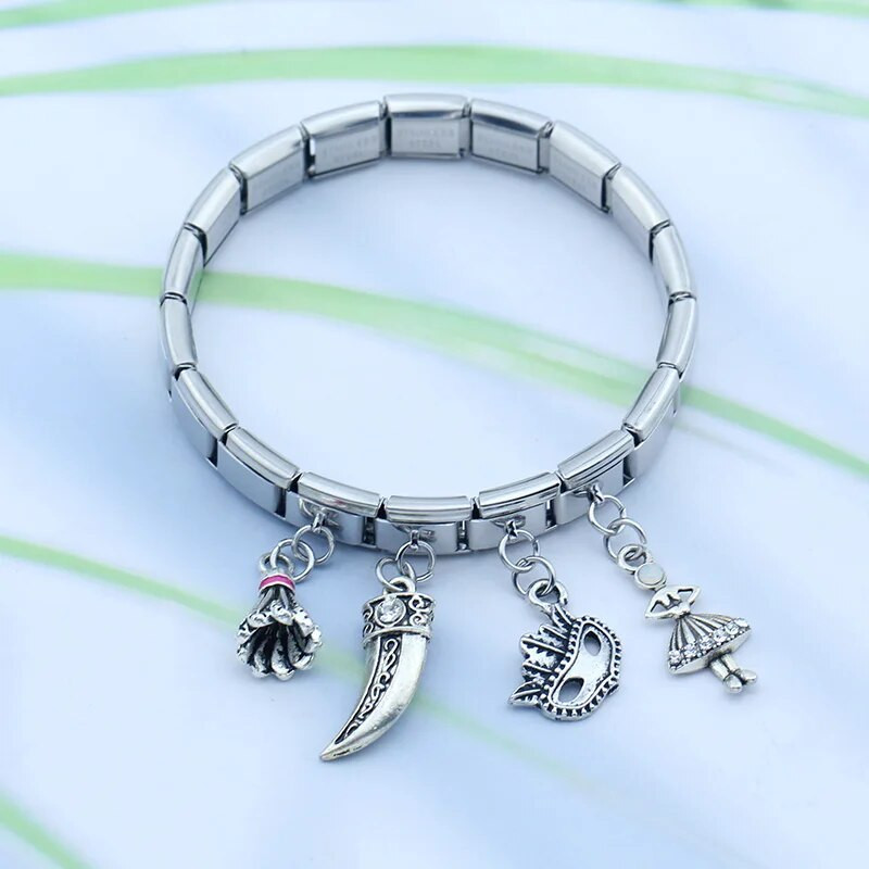 Hapiship New Original Daisy Fashion Girl Mask Ochi Pașaport Charm Link-uri Fit 9mm Brățară Din oțel inoxidabil Fabricarea de bijuterii DJTop80