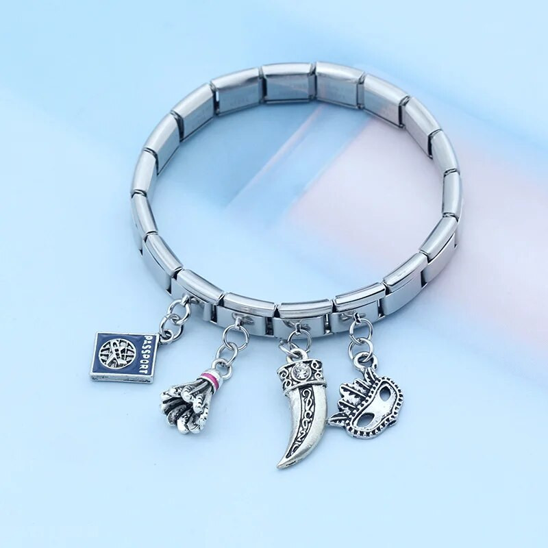 Hapiship New Original Daisy Fashion Girl Mask Ochi Pașaport Charm Link-uri Fit 9mm Brățară Din oțel inoxidabil Fabricarea de bijuterii DJTop80