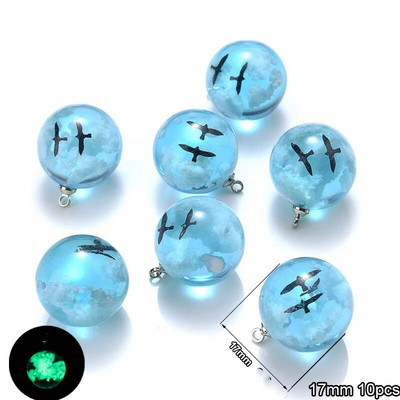 10 tk šikk läbipaistev akrüülvaigust ümmargune palliripats sinine taevas pilve linnukotkas amulett ehete valmistamiseks kaelakee tarvikud