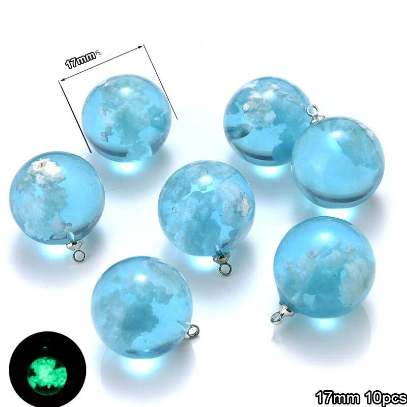 10 tk šikk läbipaistev akrüülvaigust ümmargune palliripats sinine taevas pilve linnukotkas amulett ehete valmistamiseks kaelakee tarvikud