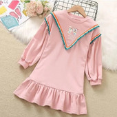 Pavasario rudens stiliaus vaikiškų drabužių suknelė madinga mergaitei princesė ilgomis rankovėmis sujungiama suknelė, medvilninės medžiagos mergaitėms