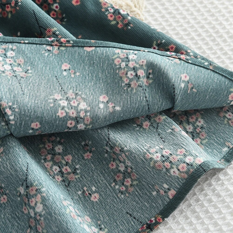 Tüdrukute kleit 2023. aasta sügis, uus, ümara kaelusega tüdrukute kleit, lillemustriga pikkade varrukatega kleit, laste moodne kleit