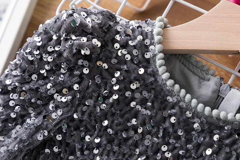 Sequin Girls Princess Party Dress for 3-8 Rs Παιδικά Γενέθλια Γαμήλια φόρεμα χορού χορού Ανοιξιάτικο Φθινοπωρινό μακρυμάνικο παιδικό φόρεμα