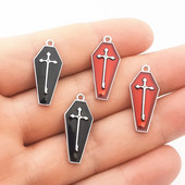 10 τμχ 26*11mm σμάλτο Halloween Charms Vampire Cross Coffin μενταγιόν για κολιέ Μπρελόκ Diy Αξεσουάρ κατασκευής κοσμημάτων