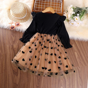 Φόρεμα Παιδικό κορίτσι 4-7 ετών Μαύρο μακρυμάνικο πλεκτό διχτυωτό φόρεμα συνονθύλευμα για κορίτσια Βρεφικό φόρεμα για πάρτι γενεθλίων για κορίτσια