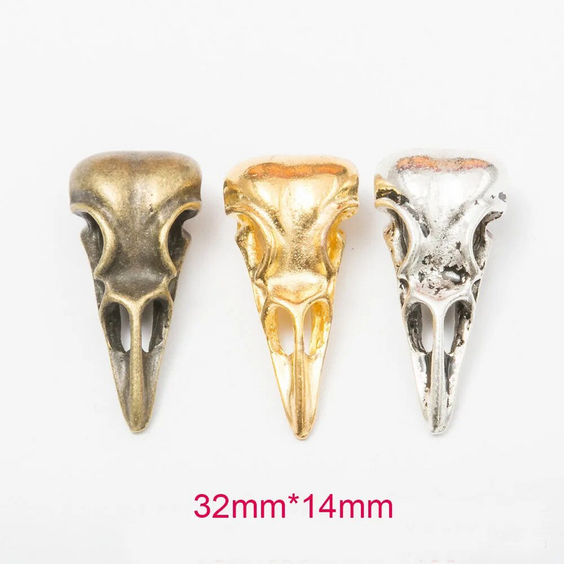 5 vienetų / partijos pakabukas „pasidaryk pats“ rankų darbo papuošalų lydinys, 3D tuščiaviduriai kaukolės paukščio galvos papuošalų priedai, papuošalai