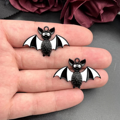 5 vienetų šikšnosparnio emalio pakabukai, mieli šikšnosparnio pakabukai, emaliuoti auskarų pakabukai, „pasidaryk pats“ papuošalų gamybos reikmenys, 39*26 mm