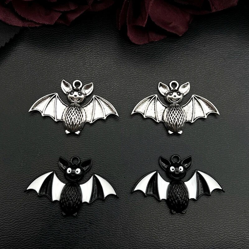 5 vienetų šikšnosparnio emalio pakabukai, mieli šikšnosparnio pakabukai, emaliuoti auskarų pakabukai, „pasidaryk pats“ papuošalų gamybos reikmenys, 39*26 mm