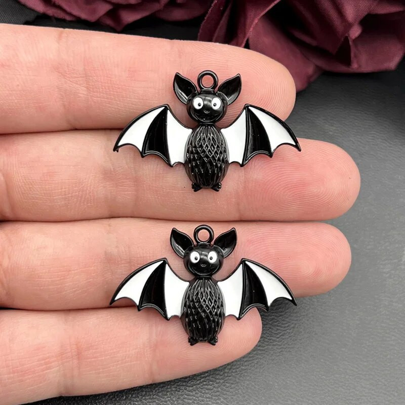 5 vienetų šikšnosparnio emalio pakabukai, mieli šikšnosparnio pakabukai, emaliuoti auskarų pakabukai, „pasidaryk pats“ papuošalų gamybos reikmenys, 39*26 mm