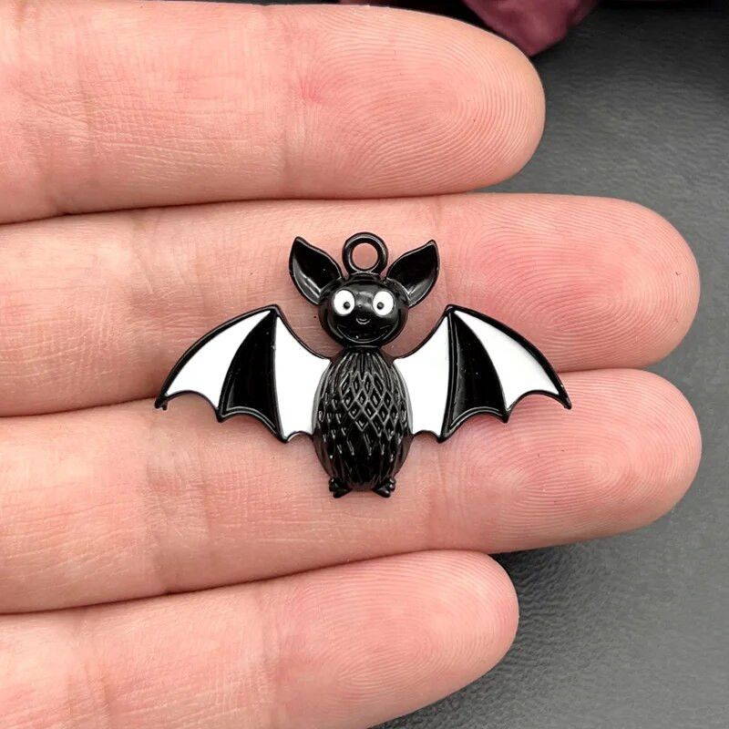 5 vienetų šikšnosparnio emalio pakabukai, mieli šikšnosparnio pakabukai, emaliuoti auskarų pakabukai, „pasidaryk pats“ papuošalų gamybos reikmenys, 39*26 mm