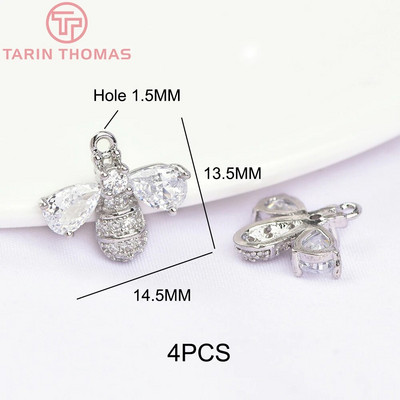 (136) 12x16 MM Τρύπα 1 ΜΜ χρυσό 24 καρατίων ορείχαλκος με μενταγιόν Ζιργκόν Bee Charms Υψηλής ποιότητας κοσμήματα DIY Making Findings