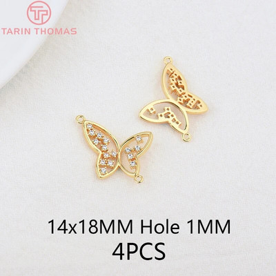 (136) 12x16 MM Τρύπα 1 ΜΜ χρυσό 24 καρατίων ορείχαλκος με μενταγιόν Ζιργκόν Bee Charms Υψηλής ποιότητας κοσμήματα DIY Making Findings