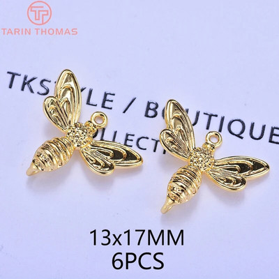 (136) 12x16 MM Τρύπα 1 ΜΜ χρυσό 24 καρατίων ορείχαλκος με μενταγιόν Ζιργκόν Bee Charms Υψηλής ποιότητας κοσμήματα DIY Making Findings