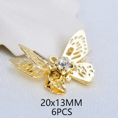 (136) 12x16 MM Τρύπα 1 ΜΜ χρυσό 24 καρατίων ορείχαλκος με μενταγιόν Ζιργκόν Bee Charms Υψηλής ποιότητας κοσμήματα DIY Making Findings