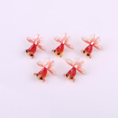 5 τμχ Ρητίνη πολυτελείας χαριτωμένο μενταγιόν χρυσόψαρο για κολιέ σκουλαρίκι Μπρελόκ Πολύχρωμο Beauty Animal DIY Προμήθειες κατασκευής κοσμημάτων