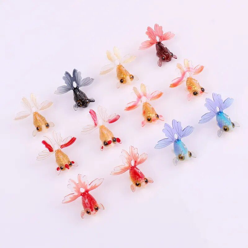 5 τμχ Ρητίνη πολυτελείας χαριτωμένο μενταγιόν χρυσόψαρο για κολιέ σκουλαρίκι Μπρελόκ Πολύχρωμο Beauty Animal DIY Προμήθειες κατασκευής κοσμημάτων