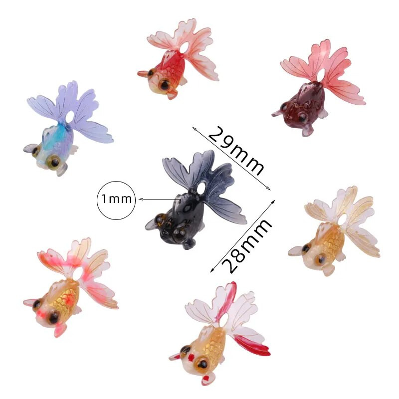 5 τμχ Ρητίνη πολυτελείας χαριτωμένο μενταγιόν χρυσόψαρο για κολιέ σκουλαρίκι Μπρελόκ Πολύχρωμο Beauty Animal DIY Προμήθειες κατασκευής κοσμημάτων