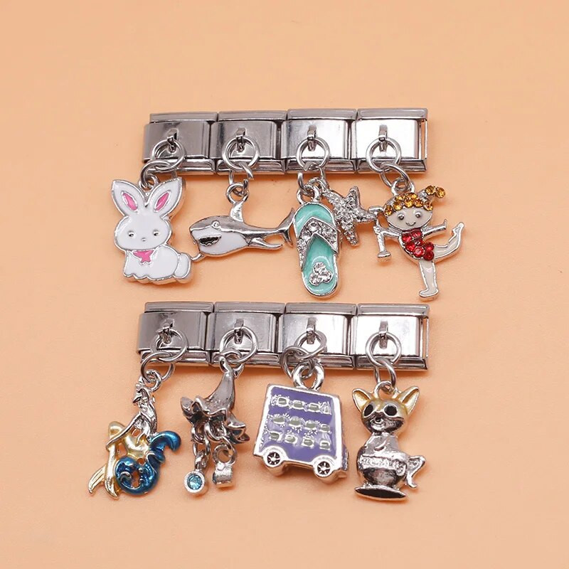 Hapiship Πρωτότυπο Daisy Rabbit Bus Dog Mermaid Girl Shark Italian Charm Fit Βραχιόλι 9mm από ανοξείδωτο ατσάλι Κοσμήματα κατασκευής DJ100
