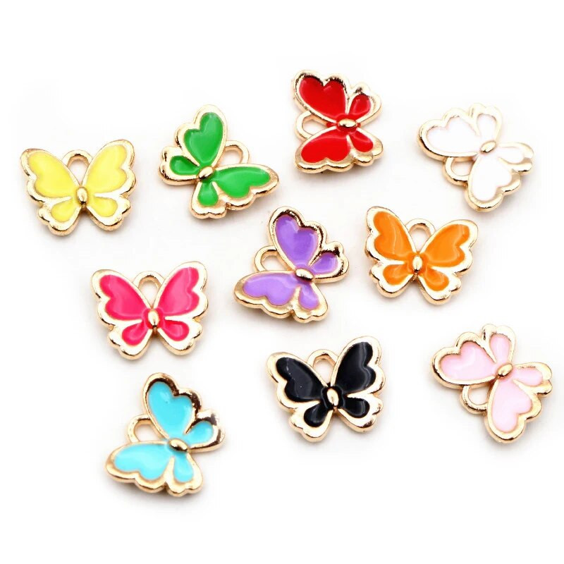 20 τμχ 10x13 mm Lovely Butterfly Charms Κρεμαστό σμάλτο Μικρό κράμα Γούρια DIY κοσμήματα κατασκευής αξεσουάρ για βραχιόλι κολιέ