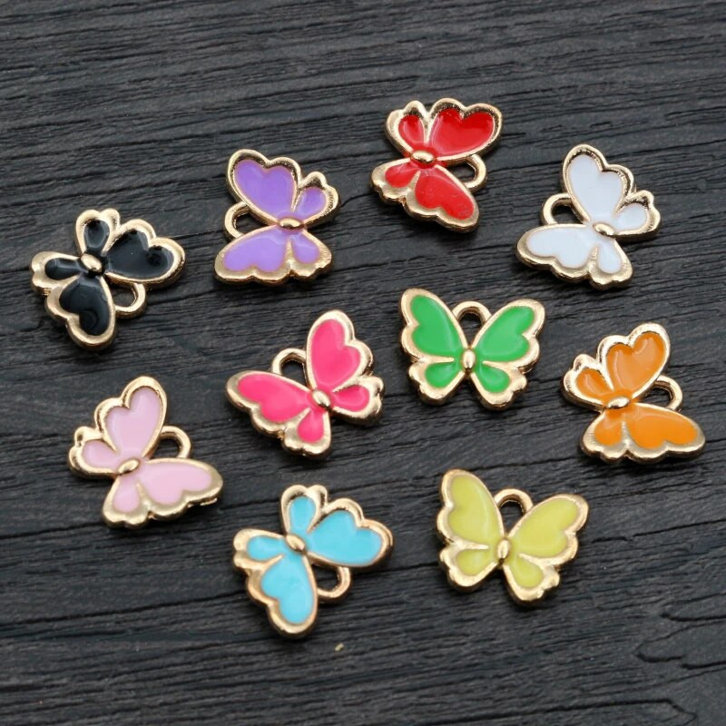 20 τμχ 10x13 mm Lovely Butterfly Charms Κρεμαστό σμάλτο Μικρό κράμα Γούρια DIY κοσμήματα κατασκευής αξεσουάρ για βραχιόλι κολιέ