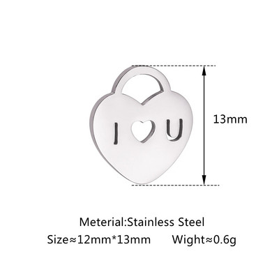 5 бр. Любовно сърце от неръждаема стомана＆Мама Деца Майчина любов Талисмани Изработка на колие Гривна Направи си сам Подарък за деня на майката Аксесоари за бижута