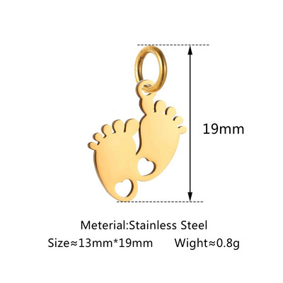 5 бр. Любовно сърце от неръждаема стомана＆Мама Деца Майчина любов Талисмани Изработка на колие Гривна Направи си сам Подарък за деня на майката Аксесоари за бижута
