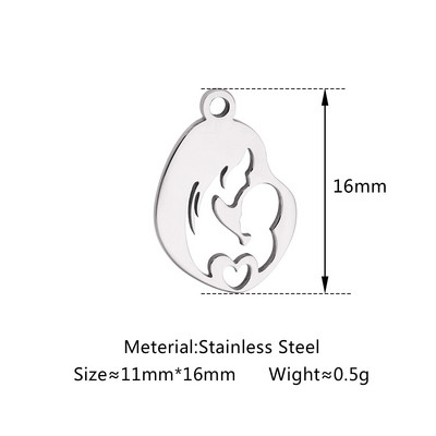 5 бр. Любовно сърце от неръждаема стомана＆Мама Деца Майчина любов Талисмани Изработка на колие Гривна Направи си сам Подарък за деня на майката Аксесоари за бижута
