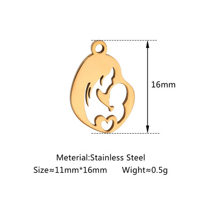 5 бр. Любовно сърце от неръждаема стомана＆Мама Деца Майчина любов Талисмани Изработка на колие Гривна Направи си сам Подарък за деня на майката Аксесоари за бижута