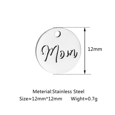 5 бр. Любовно сърце от неръждаема стомана＆Мама Деца Майчина любов Талисмани Изработка на колие Гривна Направи си сам Подарък за деня на майката Аксесоари за бижута
