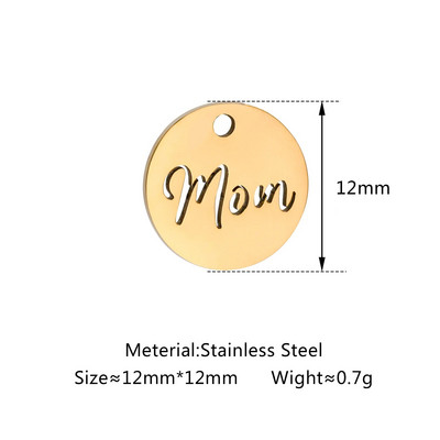 5 бр. Любовно сърце от неръждаема стомана＆Мама Деца Майчина любов Талисмани Изработка на колие Гривна Направи си сам Подарък за деня на майката Аксесоари за бижута