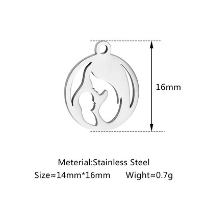 5 бр. Любовно сърце от неръждаема стомана＆Мама Деца Майчина любов Талисмани Изработка на колие Гривна Направи си сам Подарък за деня на майката Аксесоари за бижута