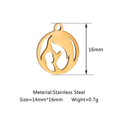 5 бр. Любовно сърце от неръждаема стомана＆Мама Деца Майчина любов Талисмани Изработка на колие Гривна Направи си сам Подарък за деня на майката Аксесоари за бижута